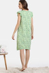 Zivame Floral Vines Woven Knee Length Nightdress - Arcadian Green — thumbnail 4